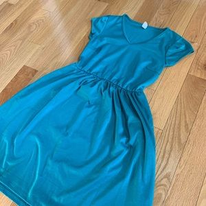 Teal Honey & Lace V neck Dress